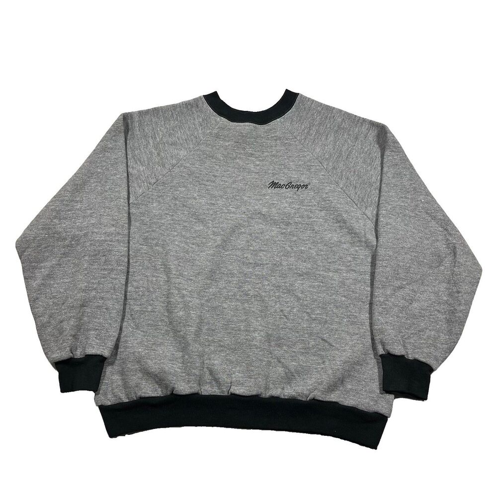 Vintage 80s MacGregor Sportswear Sweatshirt Large Gray Black Made in USA